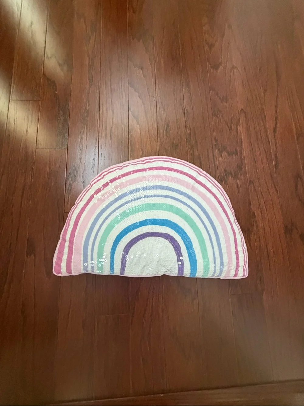 Sequin Rainbow Half-Moon Accent Pillow - Pink Multicolor